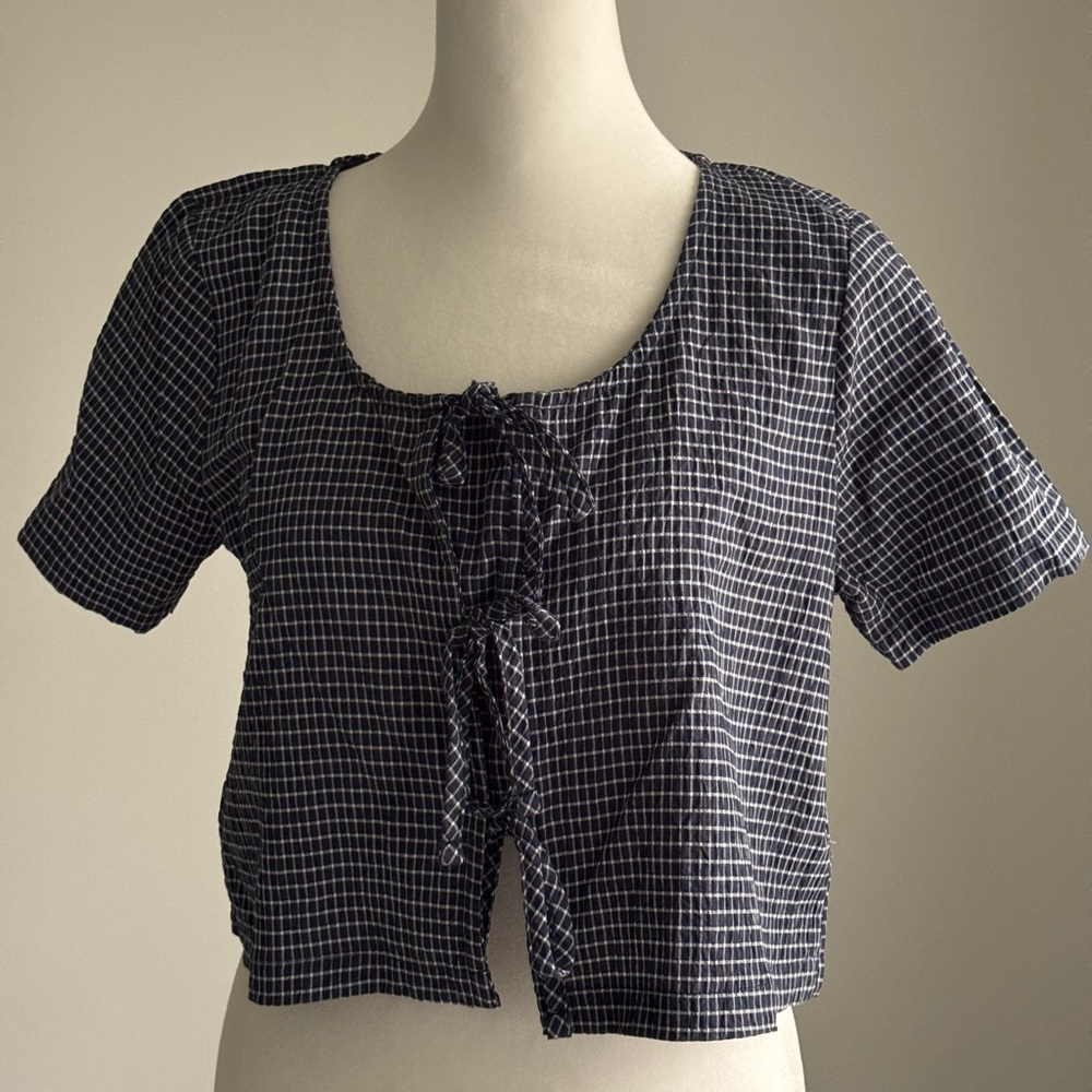 Black and White Checkered Women's Top